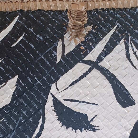 MALAYSIAN Traditional Sarawak Palm Straw Tote-HANDMADE! READ!-Blk/Wht/Red - Picture 3 of 4